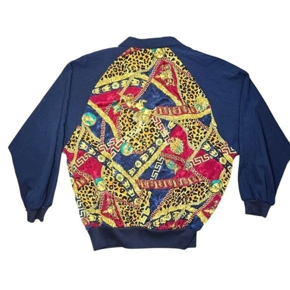 Silver Threads Ltd Vintage 80s Baroque Print Bomber Jacket Womens M Made in USA